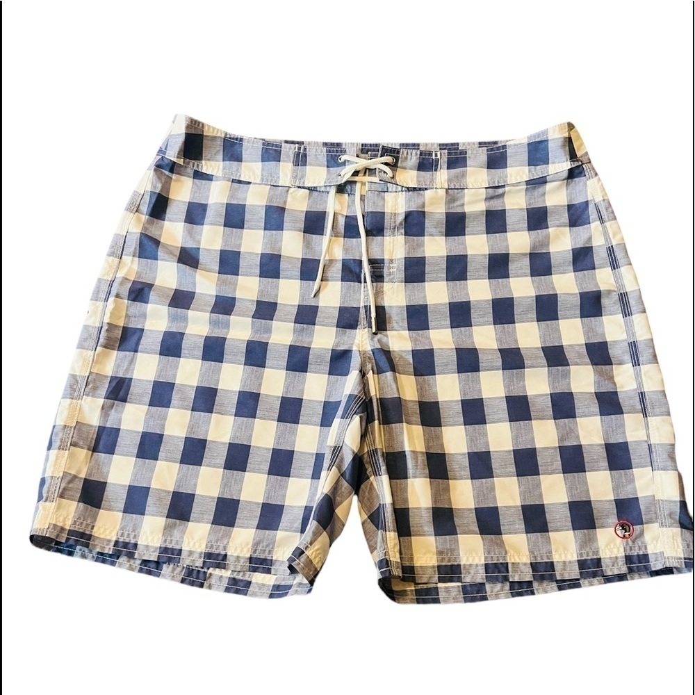 DUCK HEAD MENS BLUE AND WHITE CHECKERED SWIM TRUNKS SIZE XL